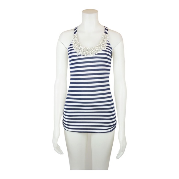 Marciano Stripe Beaded Neckline Tank Top Size XS - Picture 2 of 5